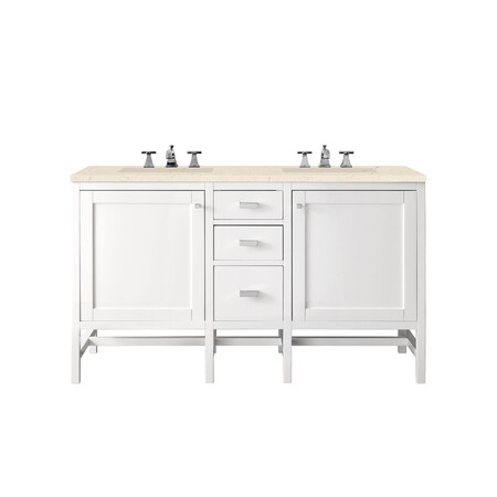 James Martin Vanities Addison 60in Double Vanity, Glossy White w/ 3 CM Eternal Marfil Top E444-V60D-GW-3EMR
